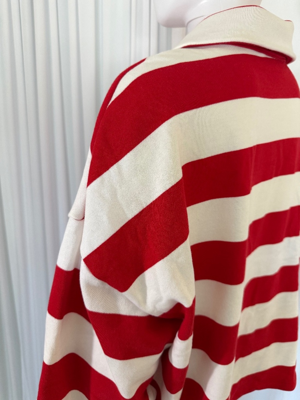 G by Giuliana Striped Rugby Polo Top Cherry Detail Red White Pullover NWOT | XL - Picture 8 of 16
